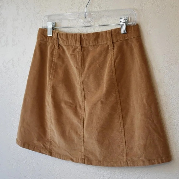 Boho Corduroy Button Front Skirt Mini Sz 29 Camel Retro 70s Cowgirl Western - Picture 6 of 13